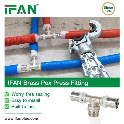 Té de raccord à pression Pex en laiton IFAN